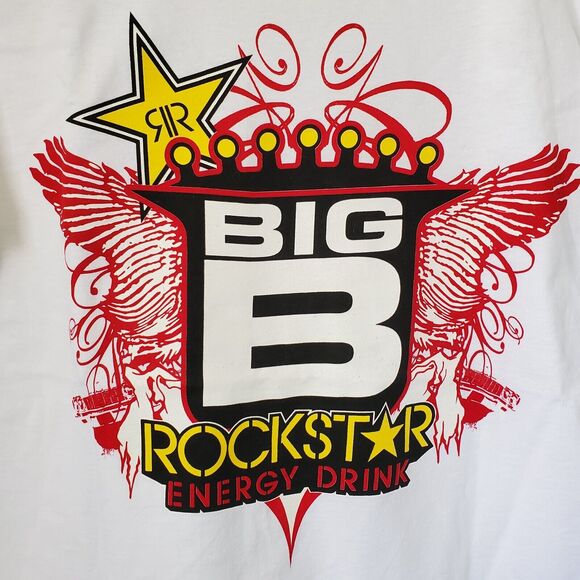 Big B Rapper Rockstar Energy Drink Mens S T-Shirt White Short Sleeve Crew New - Picture 5 of 9